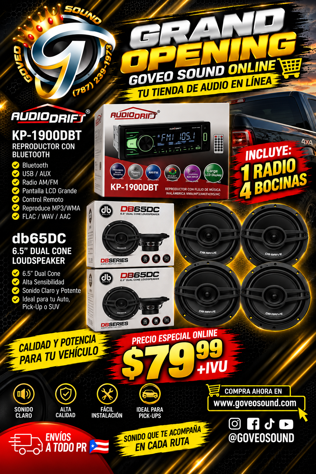 🔥 COMBITO GRAND OPENING 1 radio + 4 bocinas de 6.5”