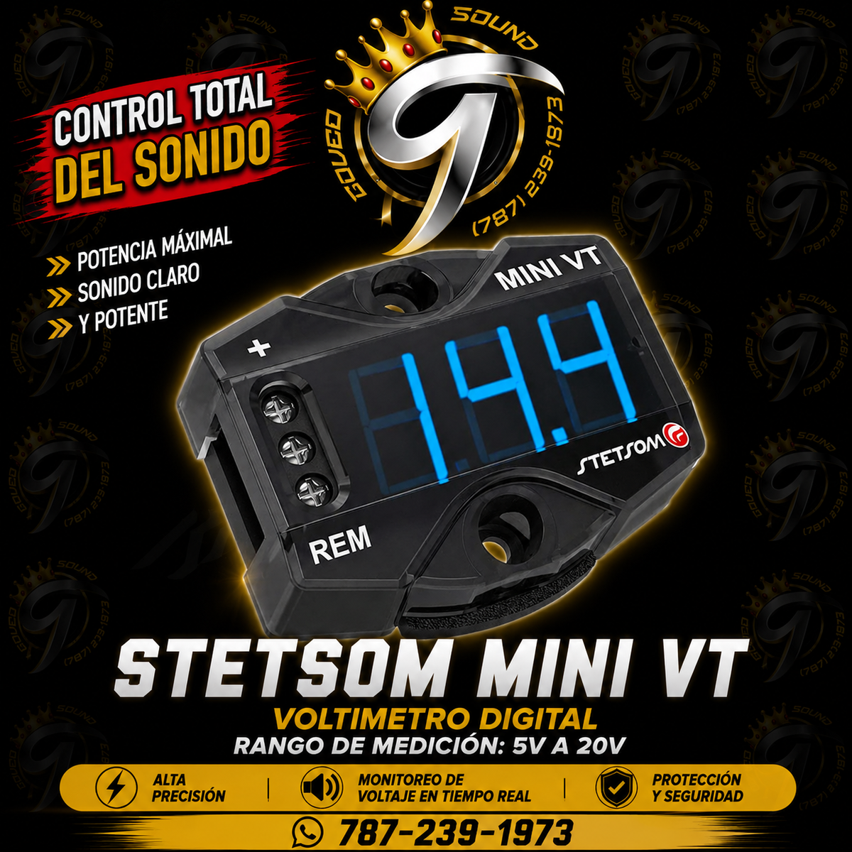 Stetsom Mini Reloj de Voltaje 12V