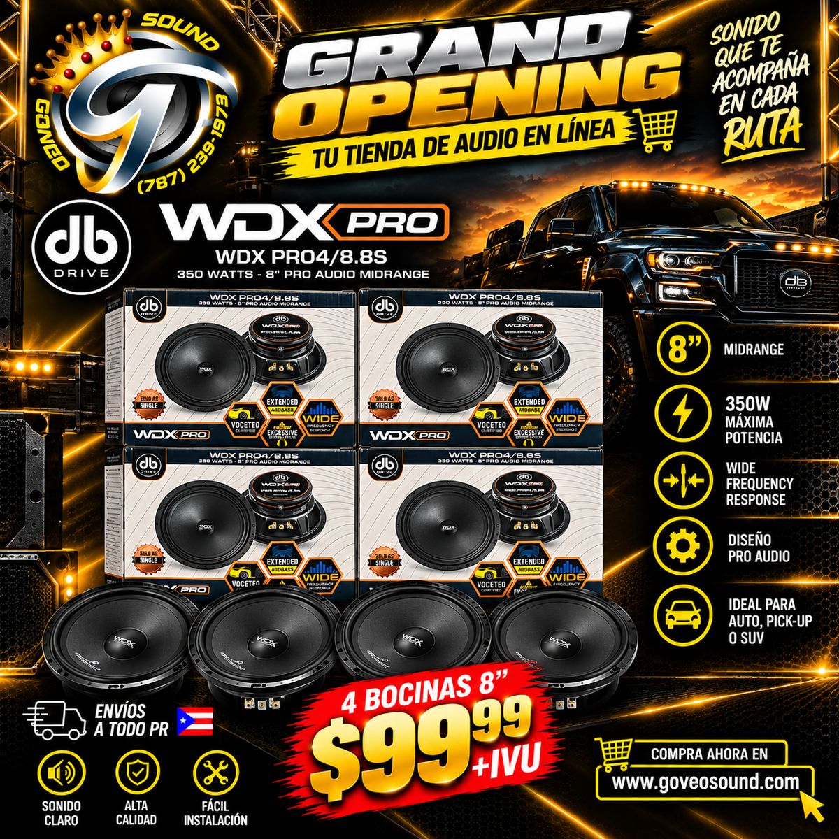 🔥DB DRIVE 4 BOCINAS 8” WDX PRO4🔥