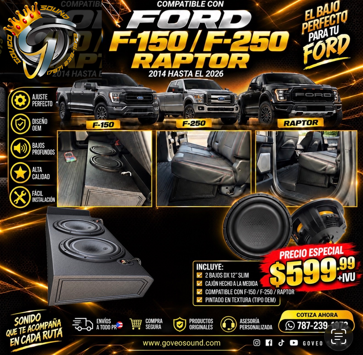 🔥PREMIUM DUAL SUBWOOER ENCLOSURE FORD RAPTOR 🔥