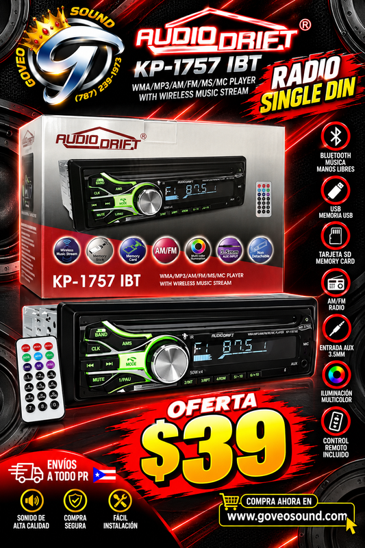 RADIO - SINGLE DIN AUDIO DRIFT KP-1757 IBT